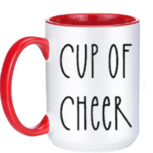 "Cup of Cheer" 🎄 Red & White Mug – 15oz Ceramic